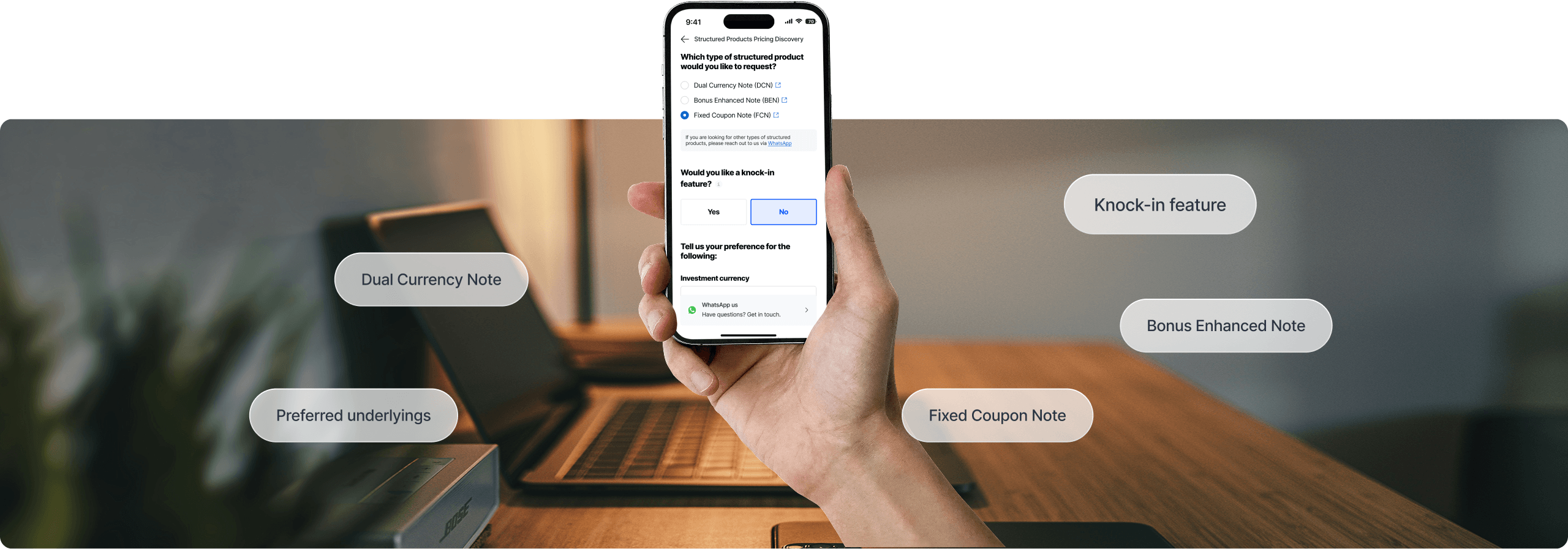 Pricing discovery app mockup